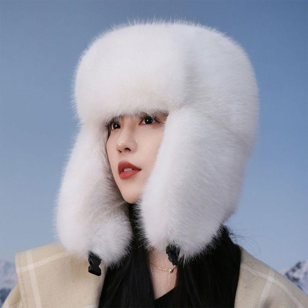 Winter Warm Earflap Ski Cap, Thicken Faux Fur Bomber Hat, Russia Ushanka Fur Hat