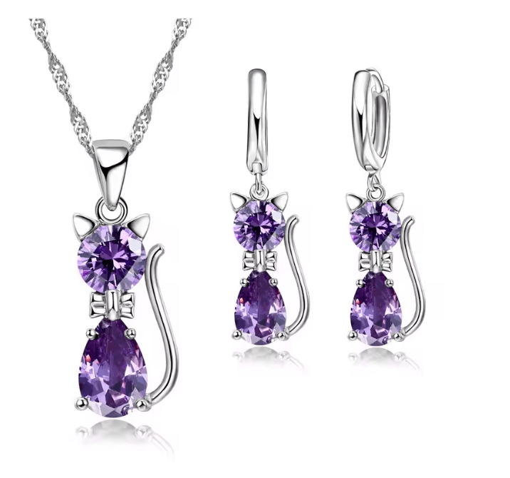 LunaSpark Cat Charm Jewelry Set
