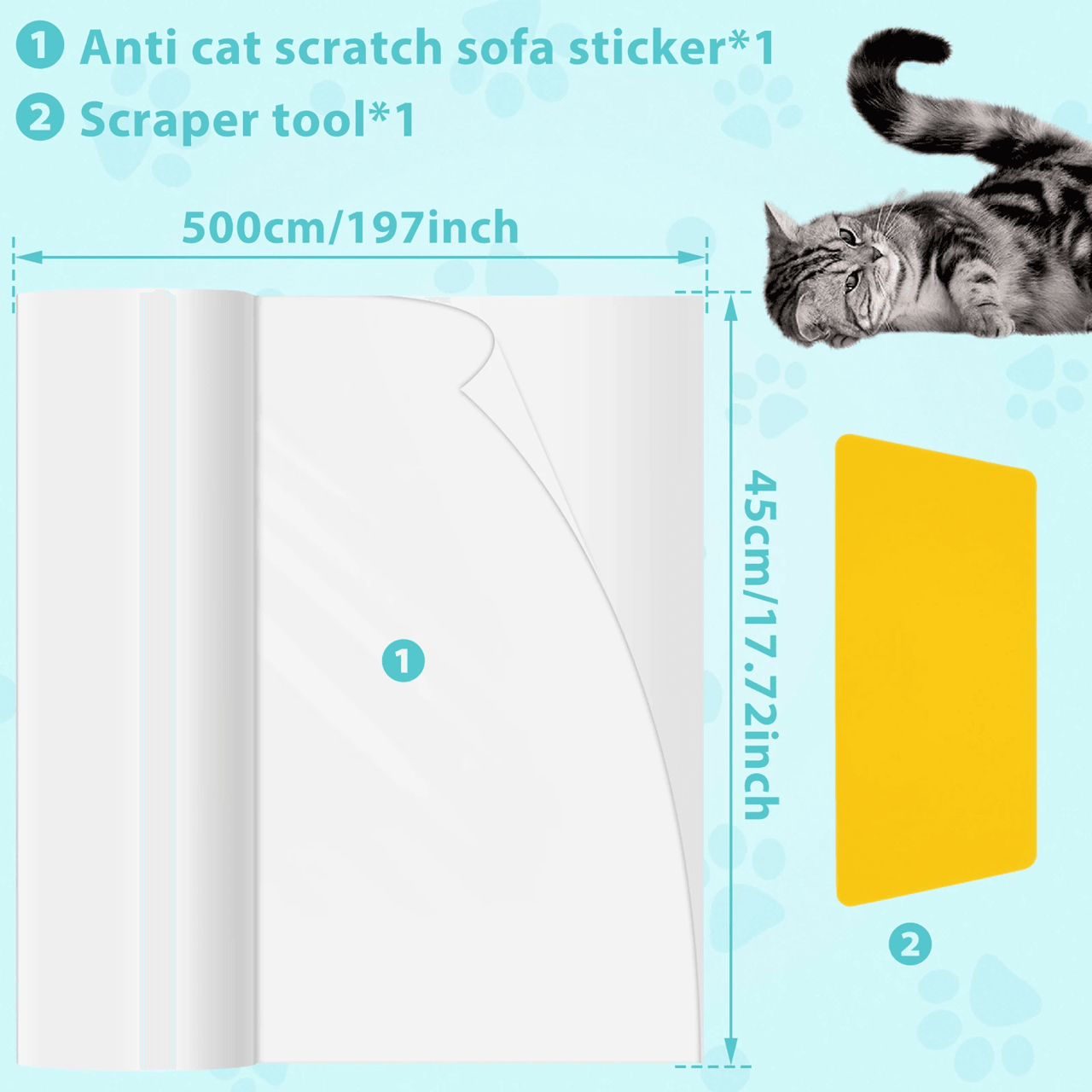 ClearGuard Cat Scratch Deterrent Tape Furniture Protection Film