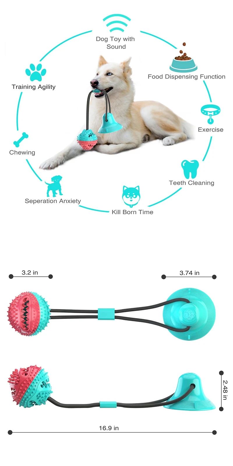 Interactive Suction Cup Dog Chew Ball
