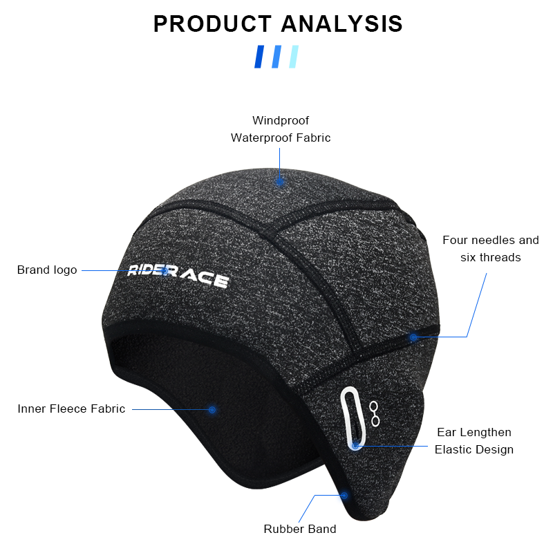 Thermal Cycling Cap Windproof Winter Skull Caps for Men, Sport Running Skiing Motorcycle Bicycle Riding Helmet Hat