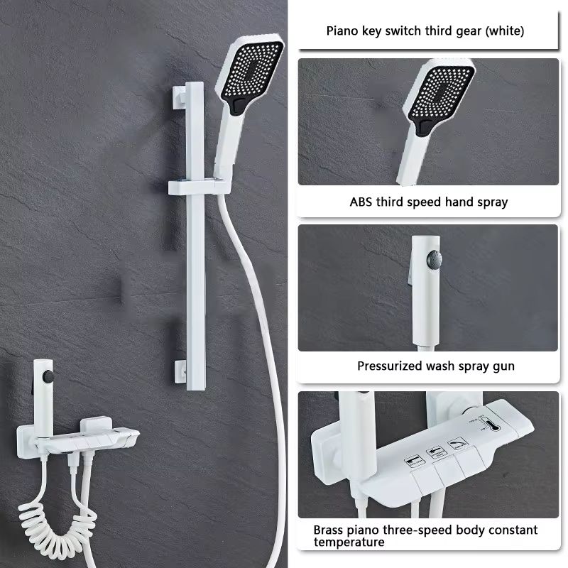 Gun Grey Digital Display Shower System with Piano Key Mixer
