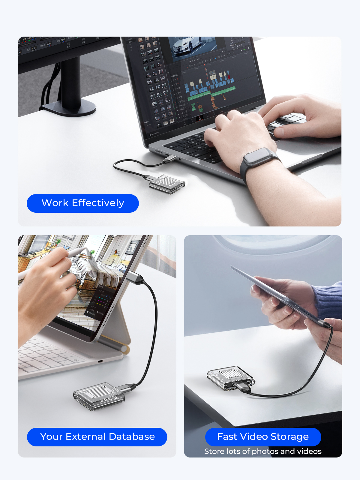 Transparent NVMe SSD Enclosure USB C 10Gbps External M2 SSD Case
