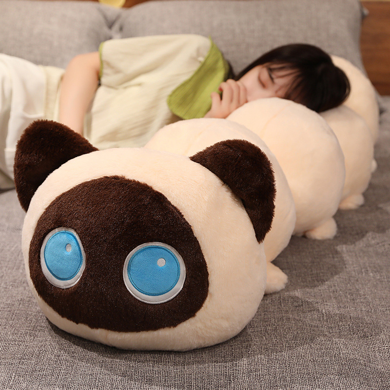 Kawaii Black Cat Plush Toys, Giant Cute Soft Cat Sleep Long Pillow Cushion, Plush Gift