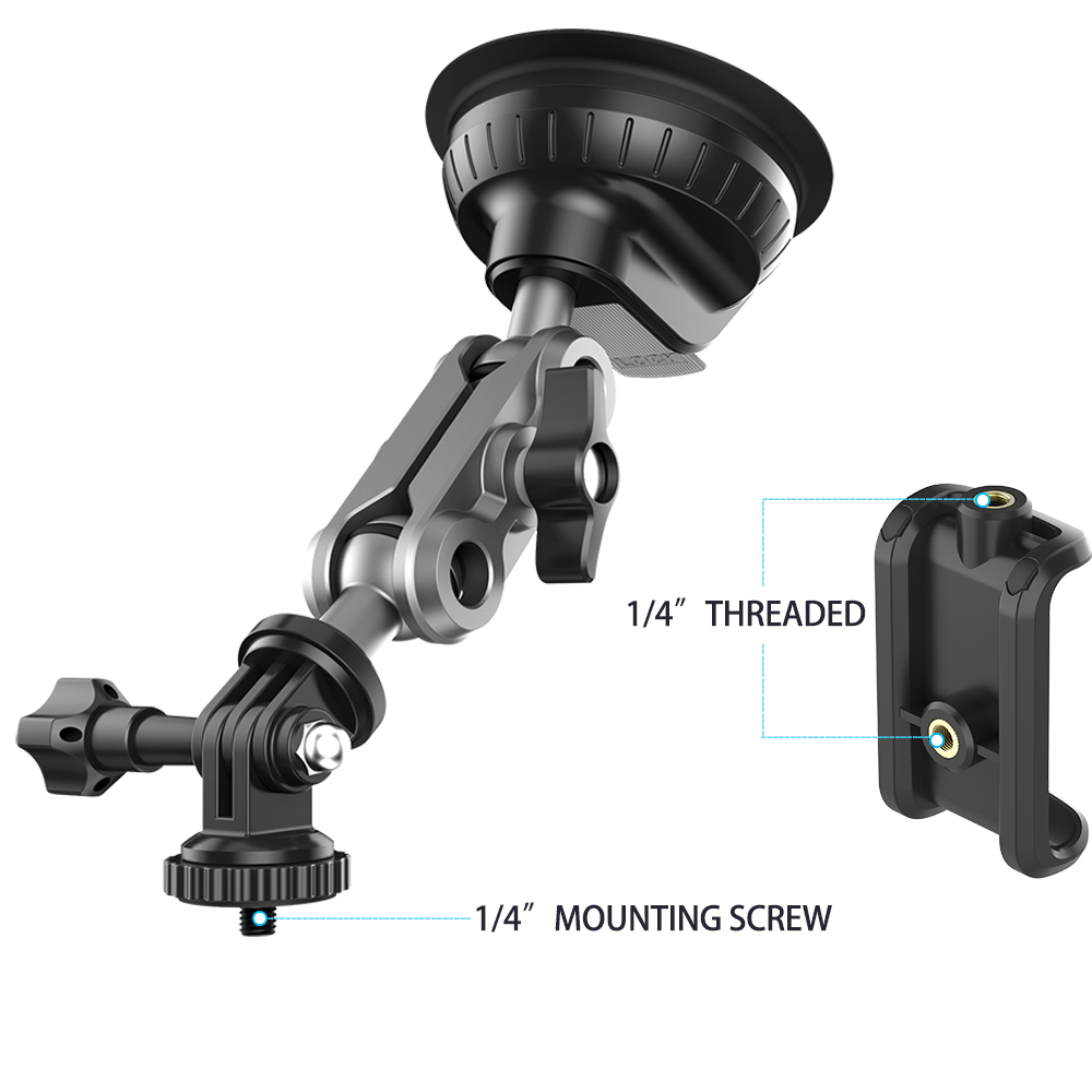 Camera Holder Stand with Phone Bracket for Dash Cam, GPS Driving DVR, and VLOG Recording