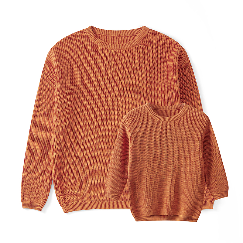 Sweaters, Chunky Knit Ribbed Tops, Solid Color Long Sleeve Round Neck, Autumn Winter Fashion