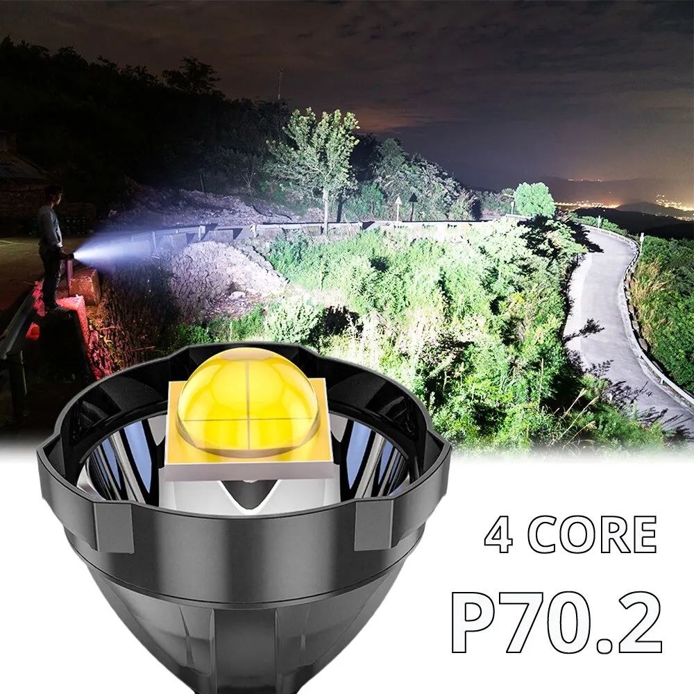 Rechargeable High Power LED Flashlights, Ultra Long Lighting Distance Searchlight, Powerful Torch Lamp for Outdoor