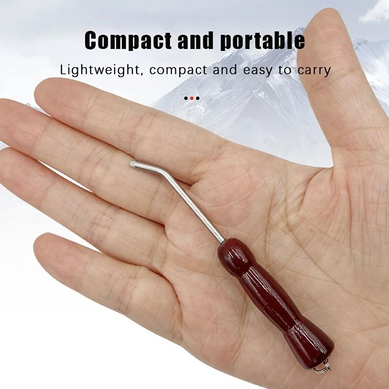 Stainless Steel Squid Jig Hook Adjuster Tool with Wooden Handle