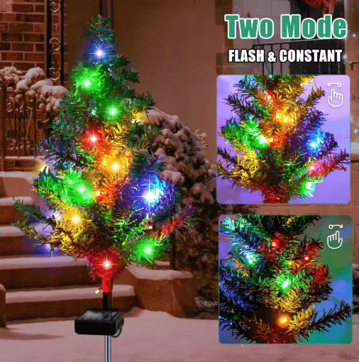 Waterproof Solar Christmas Tree Lights Snowman Window Clings Outdoor Decor