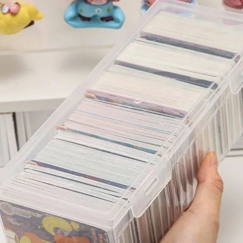 Transparent Clamshell Game Card Storage Box – Portable Plastic Organizer for Board Games & Trading Cards