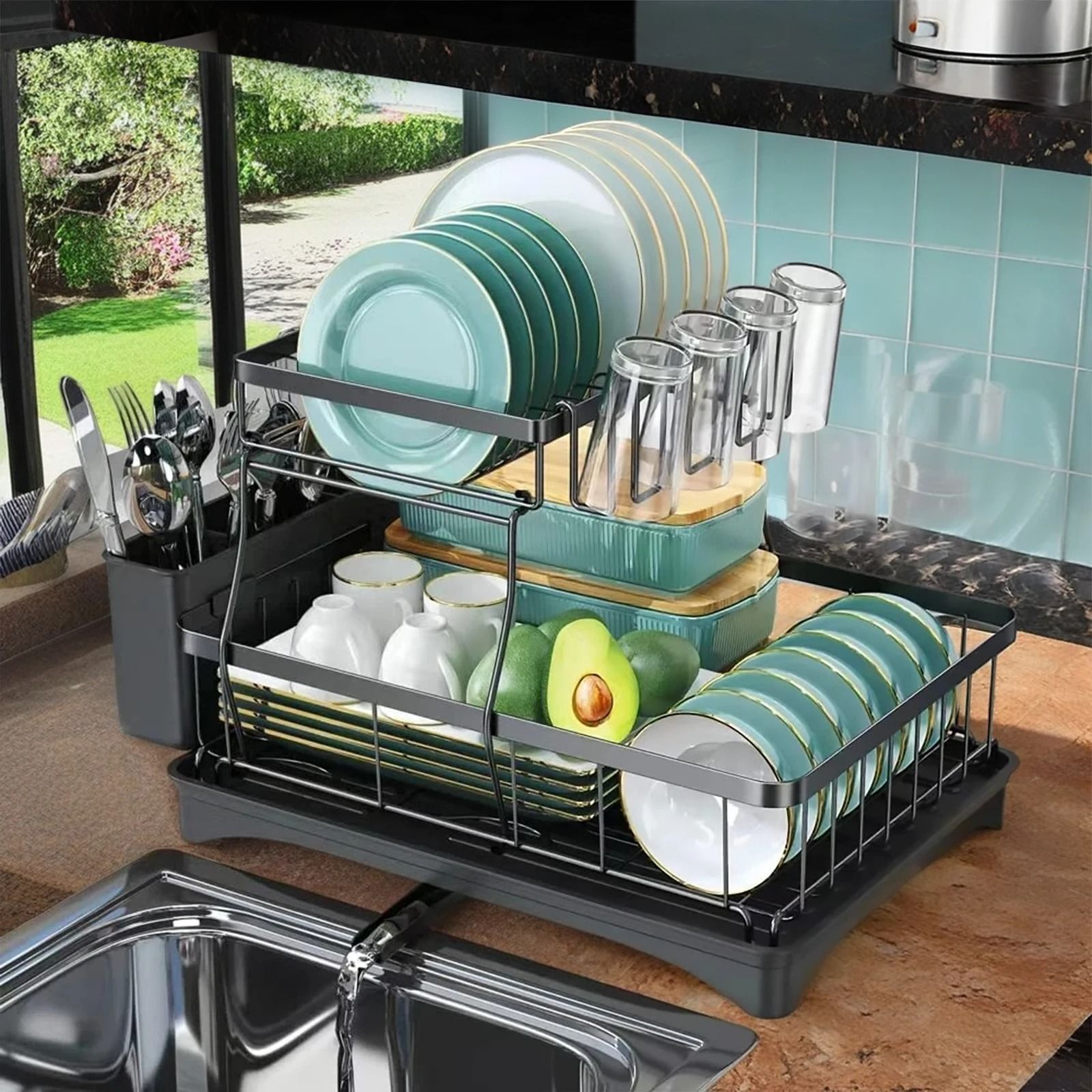 Large 2-Tier Kitchen Dish Drying Rack