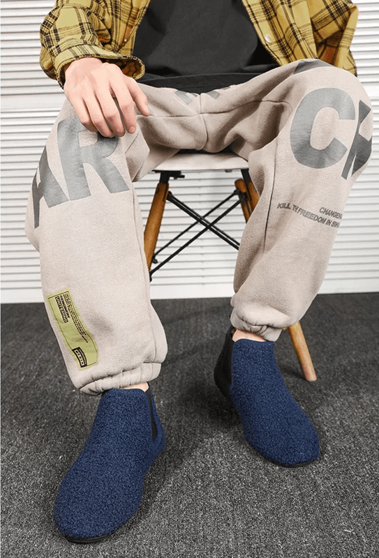 Mens Winter Warm Cotton Slippers Indoor Plush Anti Slip Soft Sole Shoes
