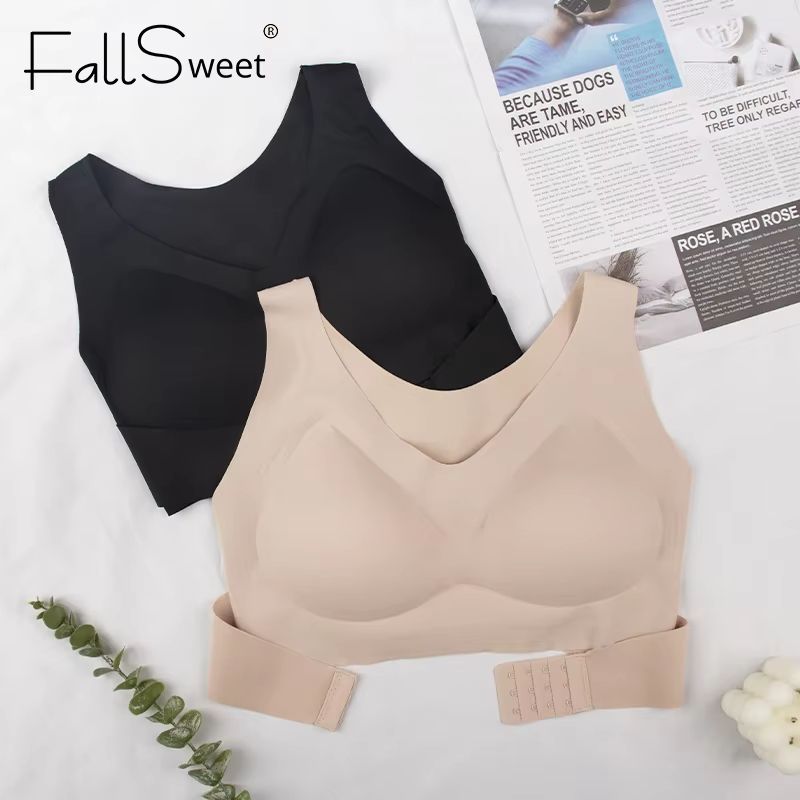 FallSweet Seamless Posture Support Bra – Wireless Push-Up Comfort with Cross Back Design