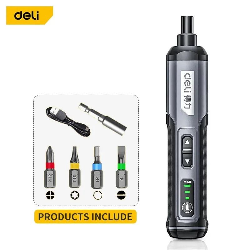 Deli 4V Mini Electric Screwdriver Set USB Rechargeable 2000mAh Power Tool