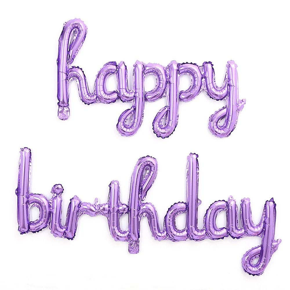 2-Piece Pink & Purple Happy Birthday Foil Balloon Set