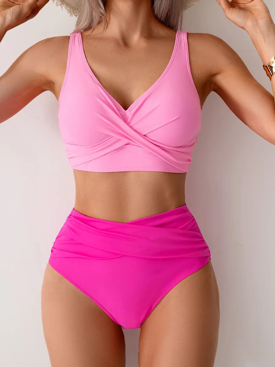 VigoBreviya Strapped High Waist Push Up Bikini Set