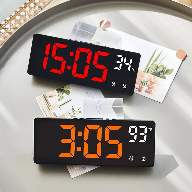 Voice Control LED Digital Alarm Clock with Temperature