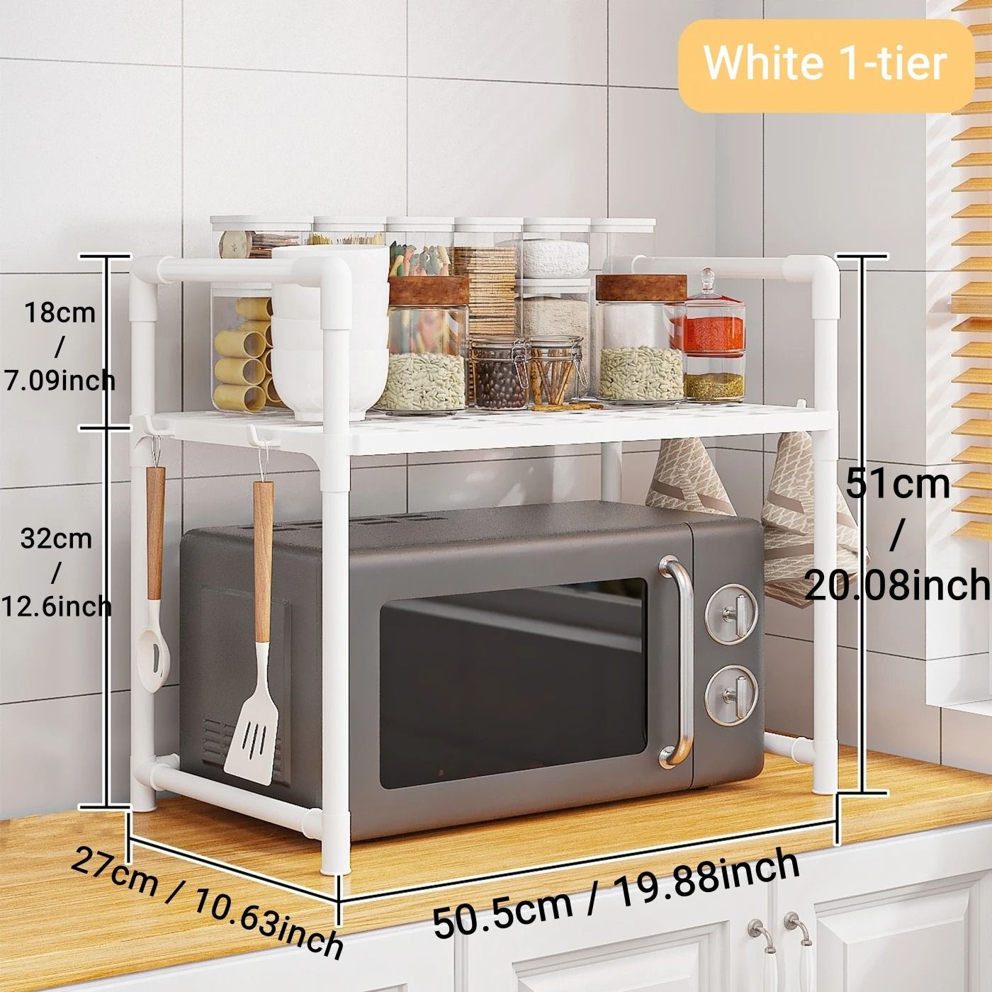 Microwave Oven Storage Rack Countertop Kitchen Organizer Shelf