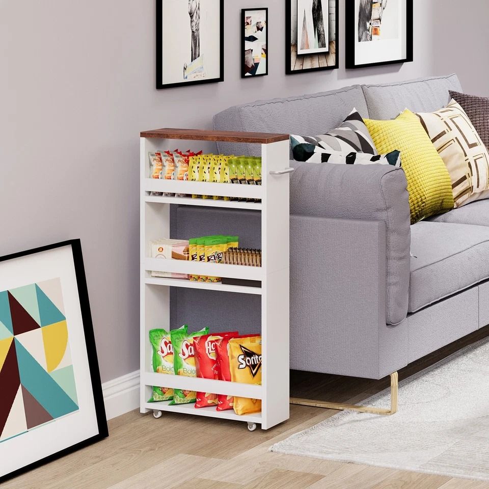 Slim Rolling Cart, Tier Utility Storage Cart, Narrow Kitchen Cart for Small Spaces