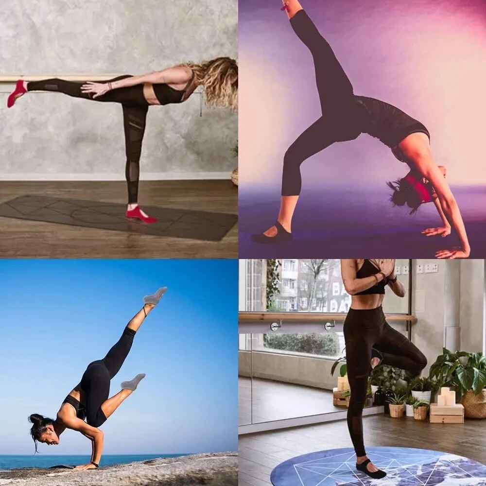 Womens Cotton Backless Non-Slip Yoga Socks for Pilates, Dance & Gym, Breathable Barefoot Workout Slippers