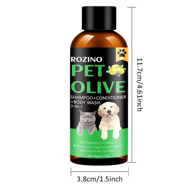 Olive Pet Shampoo and Conditioner for Cats and Dogs, Gentle Moisturizing Shower Gel