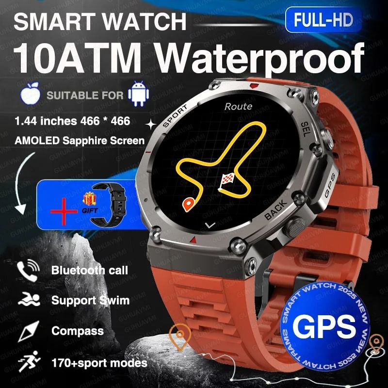 2025 Military Bluetooth Call Smart Watch Built-in GPS Compass Barometric Altimeter 10ATM Waterproof