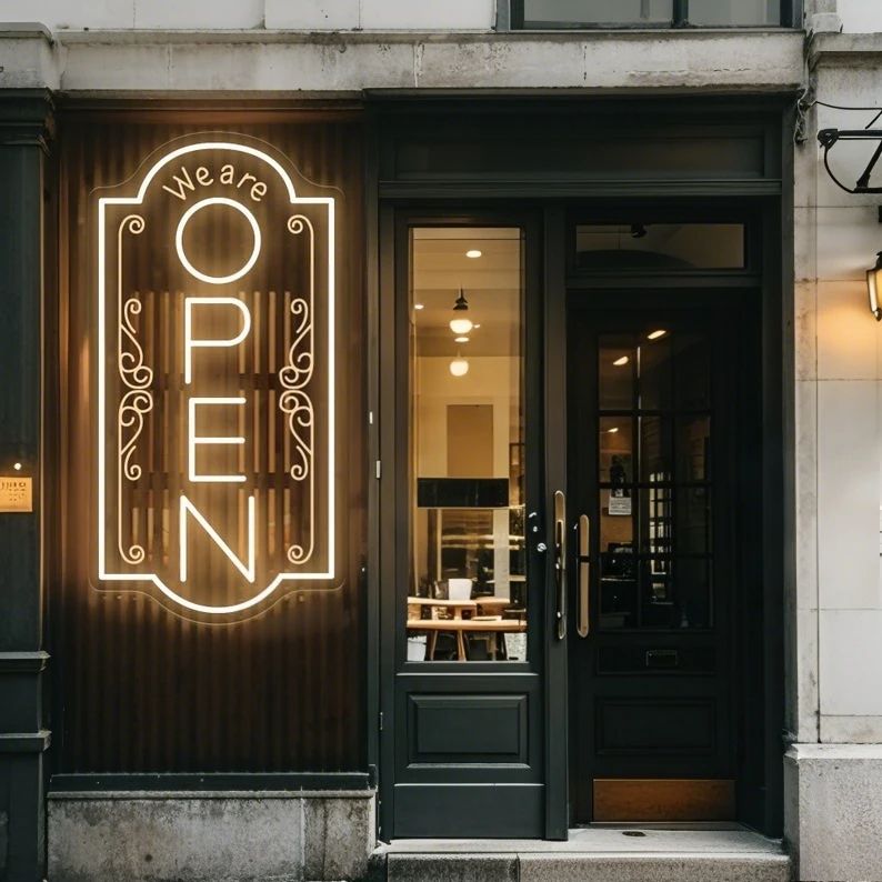 Were Open Neon Sign for Store Window – Vintage LED Open/Closed Light for Shop, Restaurant, Cafe, Business Wall Decor