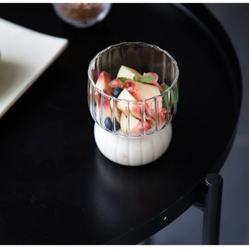 Ribbed Aesthetic Glass Coffee Cup