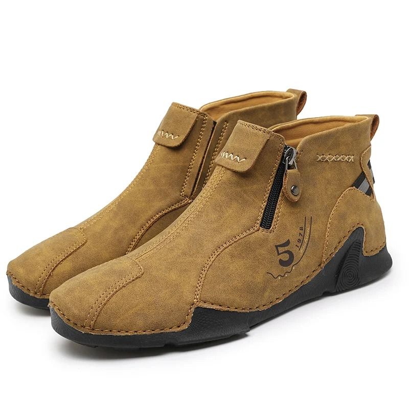 Mens Casual Walking Shoes with Zipper and Handcrafted Design