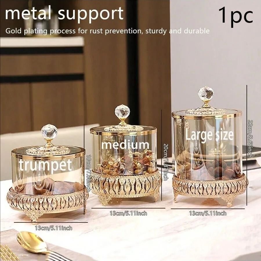 European Style Light Luxury Glass Candy Jar Decorative Storage Container