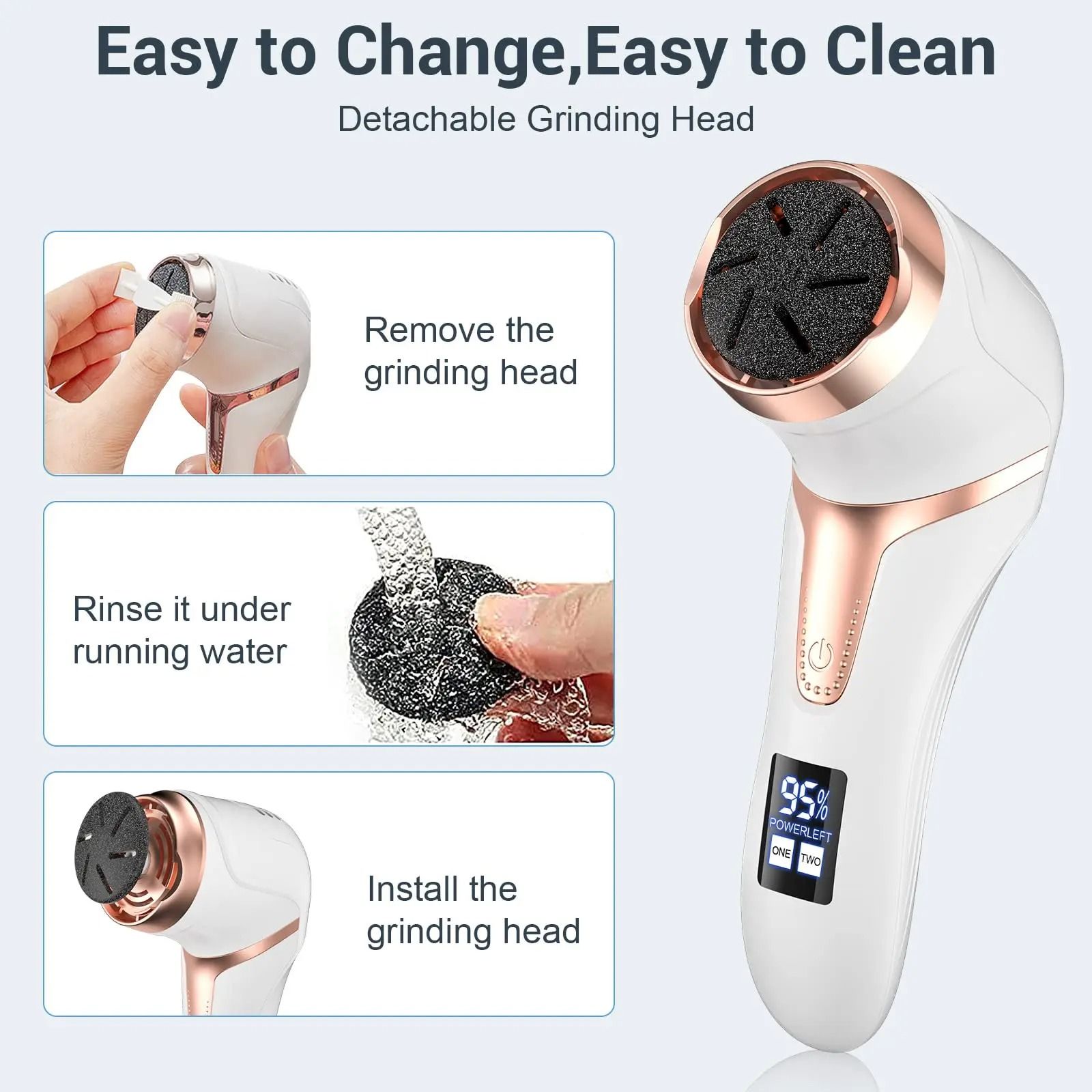 Electric Pedicure Callus Remover Foot Grinder with Vacuum and Rechargeable Battery