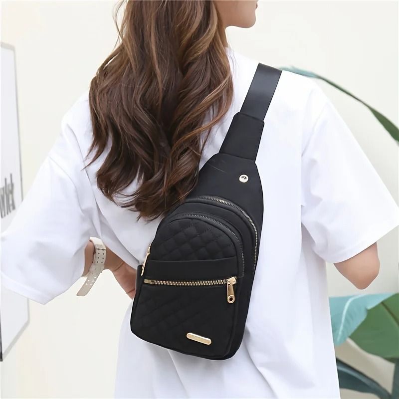 Lightweight Quilted Chest Bag Foldable Crossbody Shoulder Tote