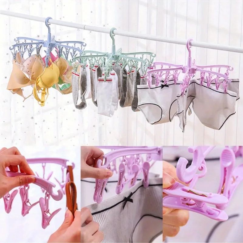 Folding Sock Drying Rack with 24 Clips