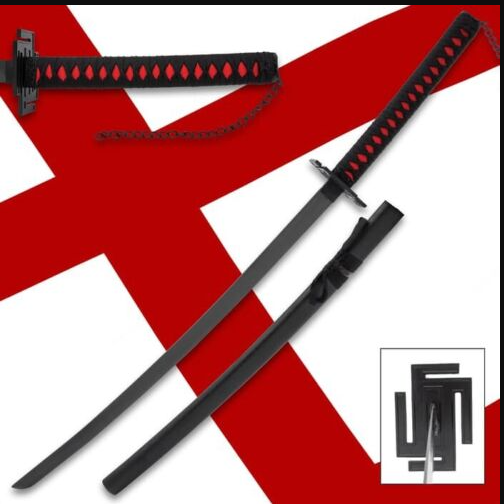 Bleach Kurosaki Ichigo Tensa Zangetsu Bonkai Japanese Samurai Katana black sword