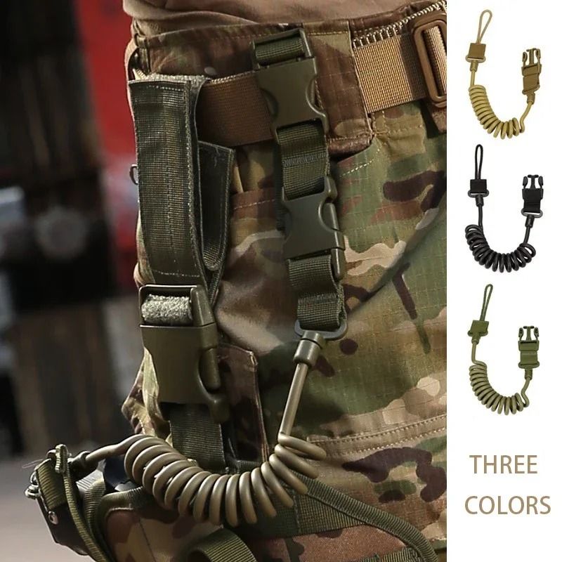 Tactical Multi-Purpose Spring Lanyard – Adjustable Pistol and Rifle Sling Strap for Hunting and Shooting