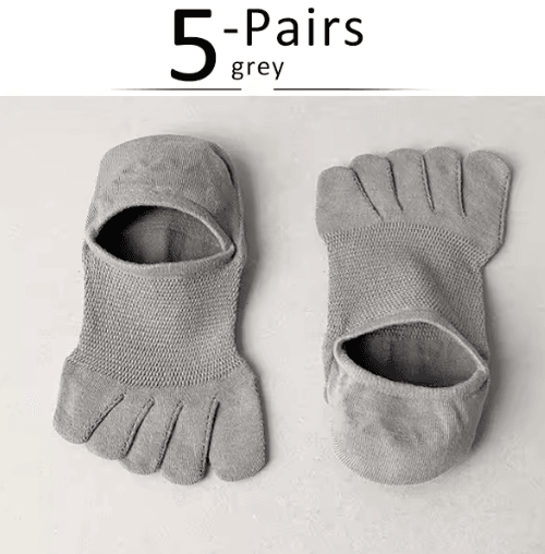 5 Pairs Invisible Toe Socks – Breathable Cotton Five Finger No-Show Socks