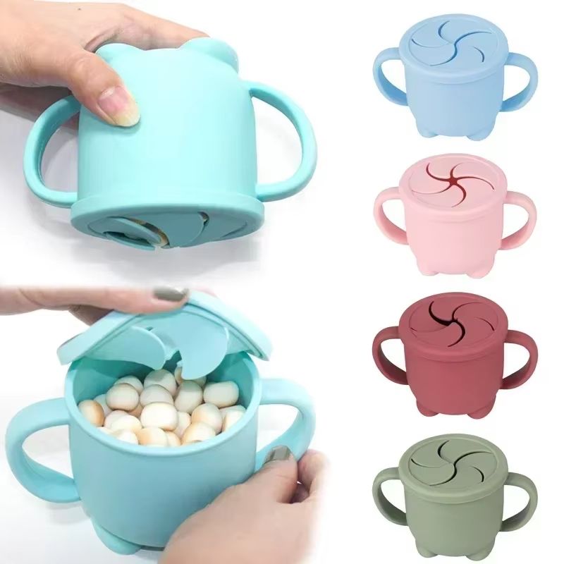 6.76 fl oz Silicone Kids Snack Cup with Lid – BPA Free Baby Sippy Cup & Silicone Food Storage Box