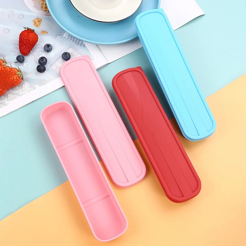 EcoCarry Portable Cutlery Storage Box – Flip Cover Travel Utensil Case for Chopsticks & Spoon