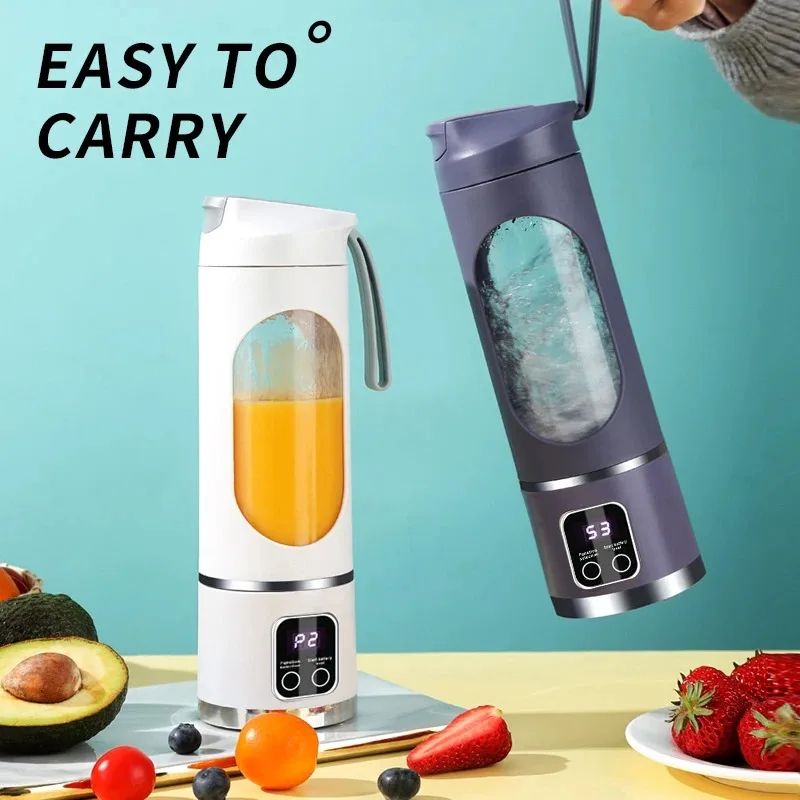 Portable Electric Juicer Bottle USB Rechargeable Mini Fruit Blender – Wireless Fresh Juice Extractor 15.2 fl oz