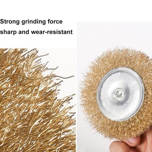 Rust Removal Wire Brush Set, Cup and Wheel Brushes Shank, Carbon Steel Paint Stripping Drill Bits