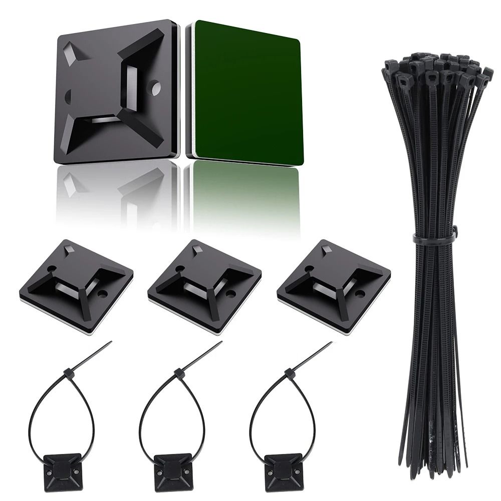 Nylon Self Adhesive Cable Tie Organizer Set Reusable Wire Management Fixers