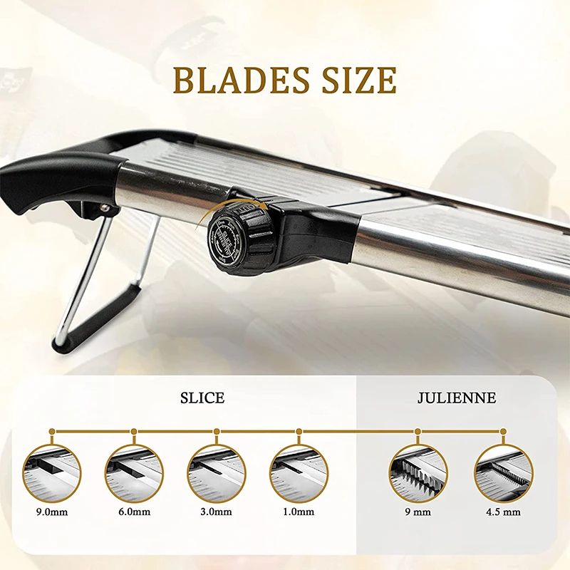 Adjustable Stainless Steel Mandoline Slicer for Fast and Even Vegetable Cutting