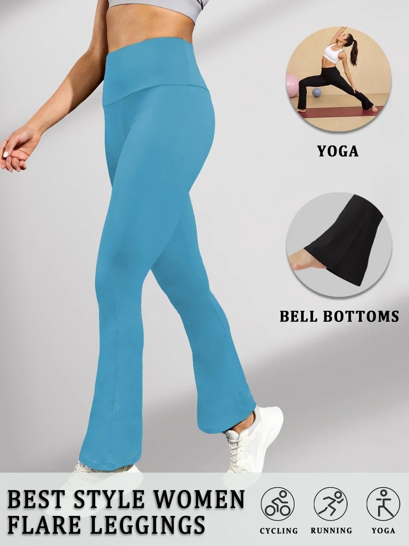 Womens High Waisted Flare Yoga Pants – Super Soft Bell Bottom Leggings with Tummy Control