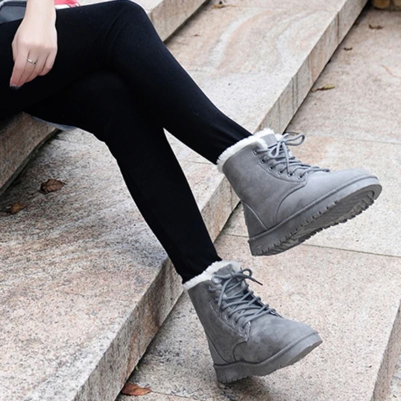 Womens Plush Velvet Winter Boots Cozy Round Toe Casual Footwear