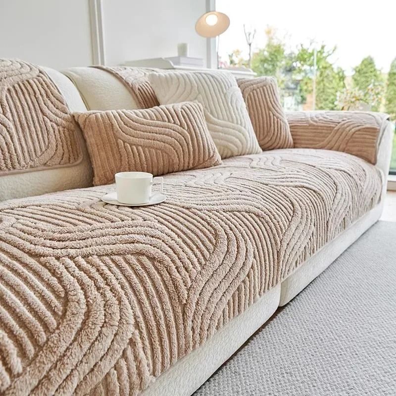 Plush Sofa Cover Non Slip Thick Couch Slipcover Mat