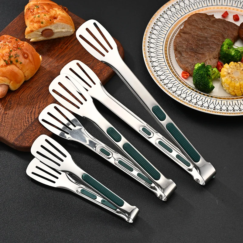 Non-Slip Stainless Steel Food Tongs, Meat Serving Clip, Salad Bread Clamp, Barbecue Grill, Buffet Cooking Tools, Kitchen