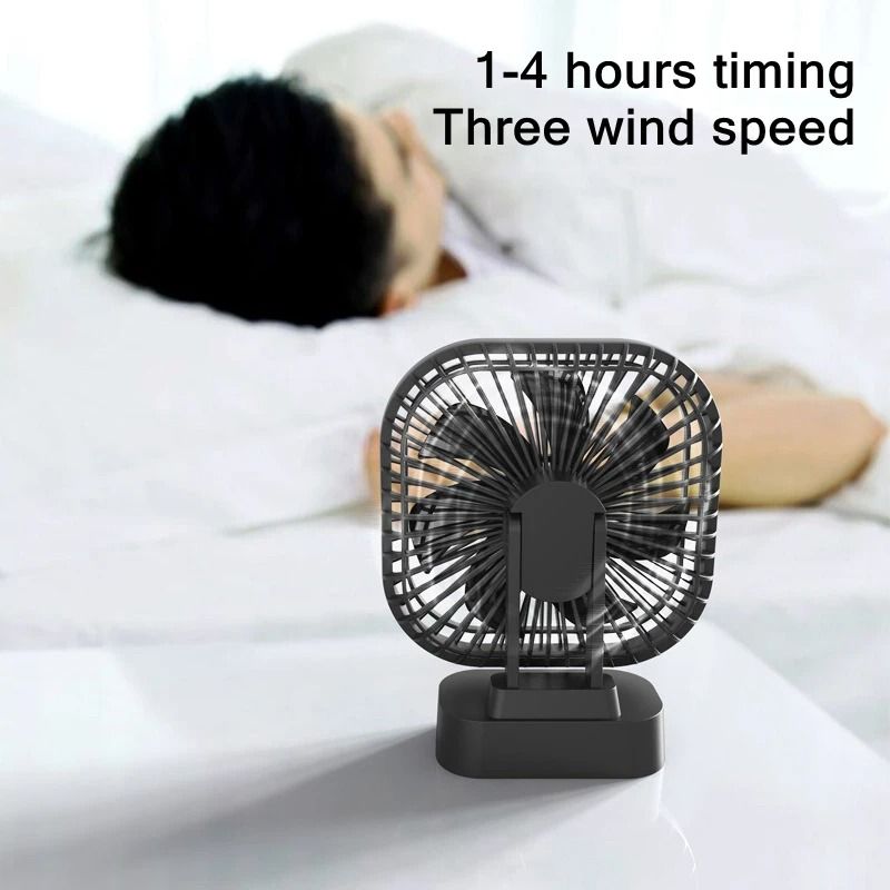 Mini USB Rechargeable Battery Fan with Timer 3 Speed 7 Blade Portable Quiet Fan