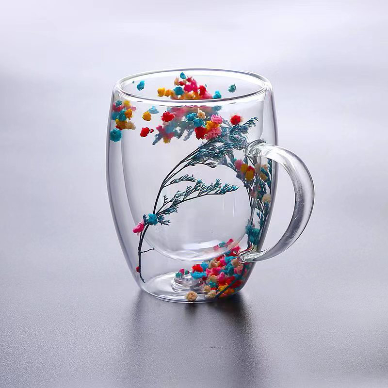 Heat Resistant Double Wall Glass Coffee Cup With Handle, Insulated Tea, Espresso, Milk Mug, Elegant Clear Gift Drinkware