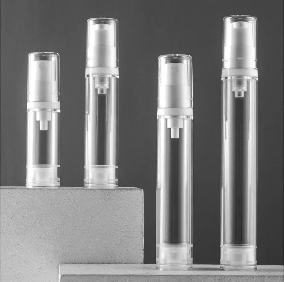 5-Piece Airless Pump Bottle Set (5ml/10ml/15ml) Leak-Resistant Refillable Travel Containers