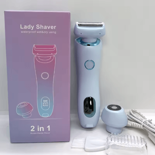 2-in-1 Electric Razor for Women – Waterproof Bikini & Body Hair Trimmer